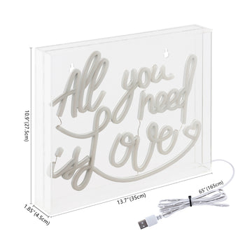 All You Need Is Love Contemporary Glam Acrylic Box USB Operated LED Neon Light - JONATHAN Y
